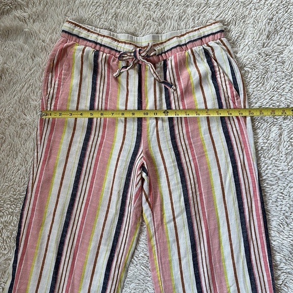 OLD NAVY Pink/White/Navy Blue Striped Linen Drawstring Wide Leg Pants Size M - Picture 3 of 11